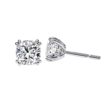 1.60 Ct. Natural Earth Mined Diamond Stud Earrings Cushion Cut White Gold
