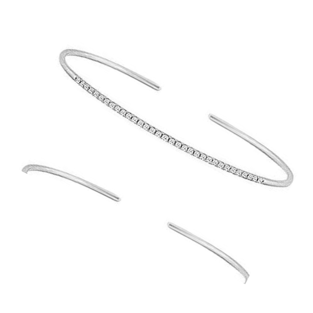 1.65 Carats Round Natural Earth Mined Diamond Women Tennis Cuff Bracelet Gold 14K