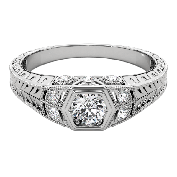 1.75 Carats Round Old Miner Genuine Natural Earth Mined Diamond Ring Antique Style 14K Gold