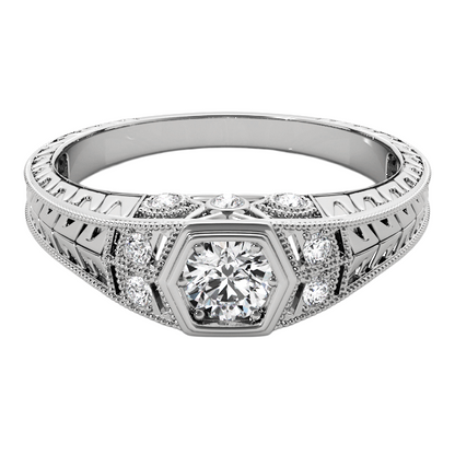 1.75 Carats Round Old Miner Genuine Natural Earth Mined Diamond Ring Antique Style 14K Gold