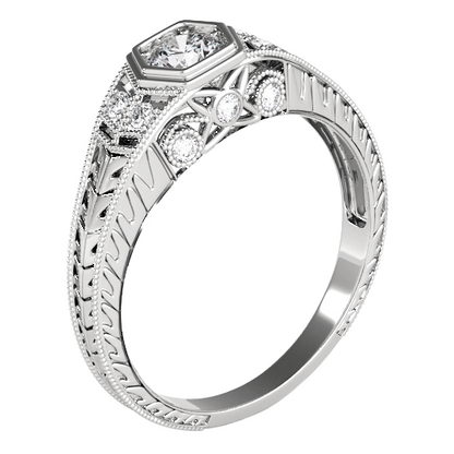 1.75 Carats Round Old Miner Genuine Natural Earth Mined Diamond Ring Antique Style 14K Gold