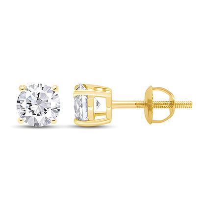 1.80 Carat Natural Earth Mined Diamond Studs Earrings Screwback Yellow Gold Earring