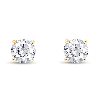 1.80 Carat Natural Earth Mined Diamond Studs Earrings Screwback Yellow Gold Earring