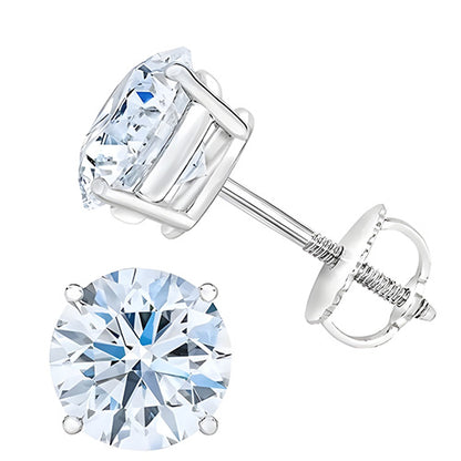 1.80 Carat Solid White Gold E Vvs1 Round Cut Natural Earth Mined Diamond Stud Earring