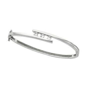 1.80 Ct 3 Stone Princess Lab Grown Diamond Bangle Gold Jewelry