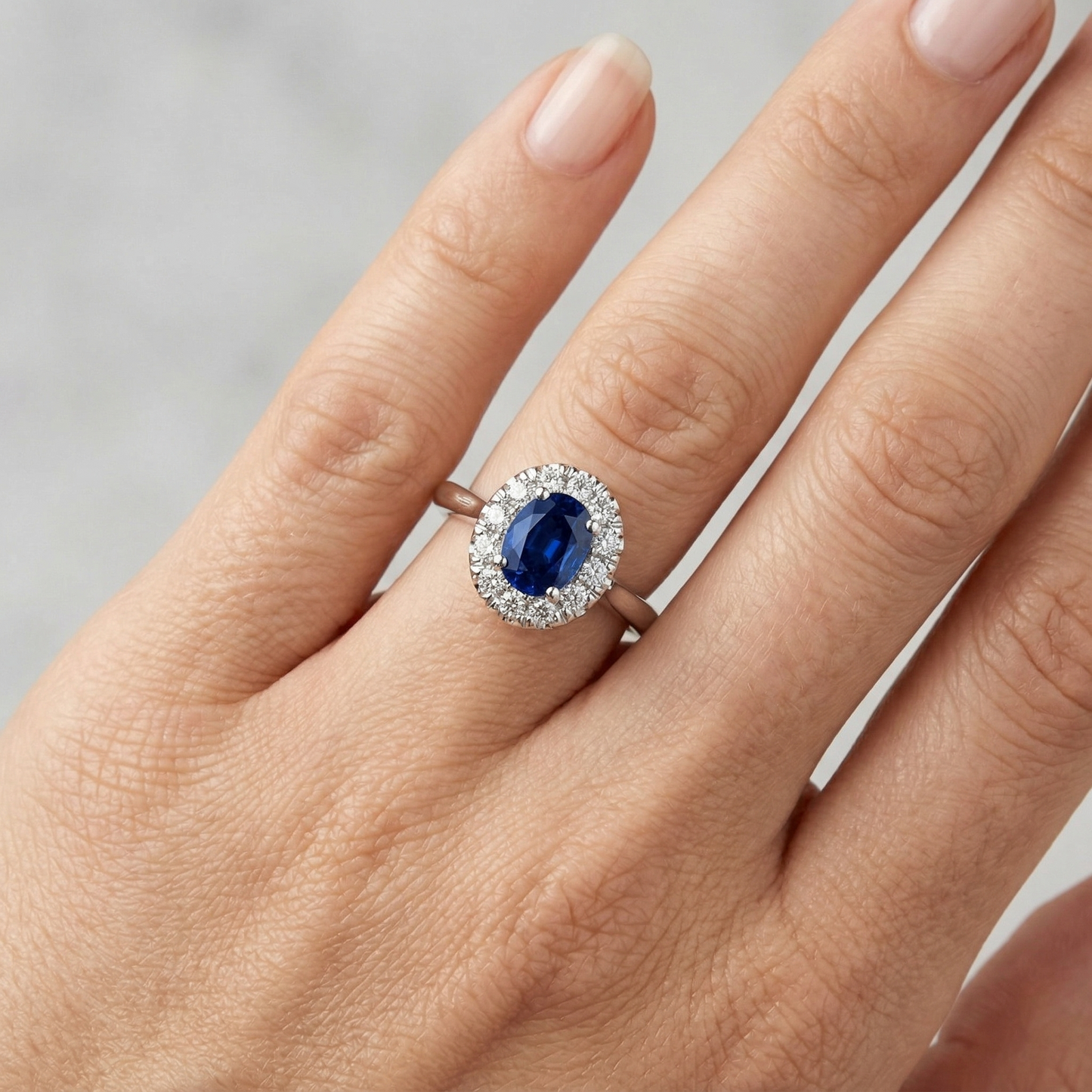 1.85 Ct Oval Round Cut Sri Lanka Sapphire Natural Earth Mined Diamond Ring