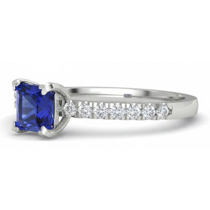 1.90 Ct Sri Lanka Blue Sapphire Natural Earth Mined Diamond Engagement Ring White Gold 14K
