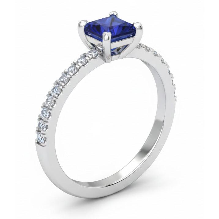 1.90 Ct Sri Lanka Blue Sapphire Natural Earth Mined Diamond Engagement Ring White Gold 14K