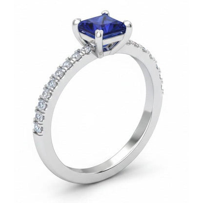 1.90 Ct Sri Lanka Blue Sapphire Natural Earth Mined Diamond Engagement Ring White Gold 14K