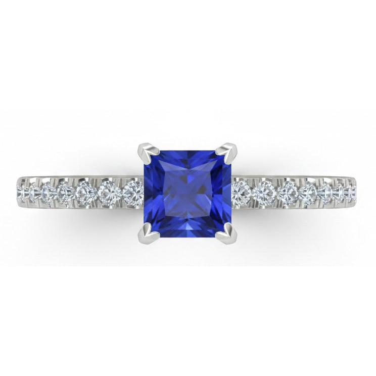 1.90 Ct Sri Lanka Blue Sapphire Natural Earth Mined Diamond Engagement Ring White Gold 14K