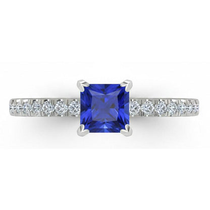 1.90 Ct Sri Lanka Blue Sapphire Natural Earth Mined Diamond Engagement Ring White Gold 14K