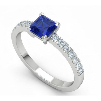1.90 Ct Sri Lanka Blue Sapphire Natural Earth Mined Diamond Engagement Ring White Gold 14K