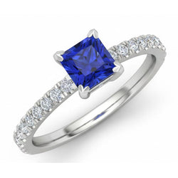 1.90 Ct Sri Lanka Blue Sapphire Natural Earth Mined Diamond Engagement Ring White Gold 14K