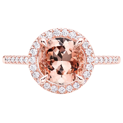 10.10 Ct Morganite Halo Natural Earth Mined Diamond Ring Rose Gold 14K
