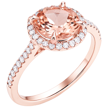 10.10 Ct Morganite Halo Natural Earth Mined Diamond Ring Rose Gold 14K