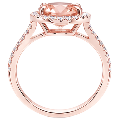 10.10 Ct Morganite Halo Natural Earth Mined Diamond Ring Rose Gold 14K