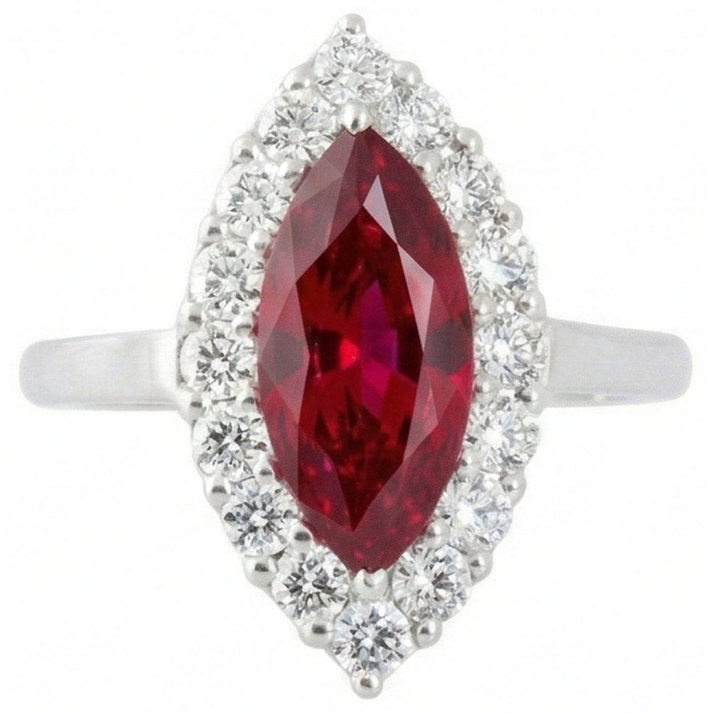 lab grown round ruby 10.50ct ring front view