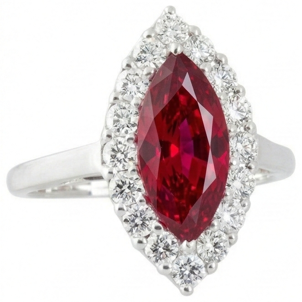 lab grown round ruby 10.50ct ring side angle