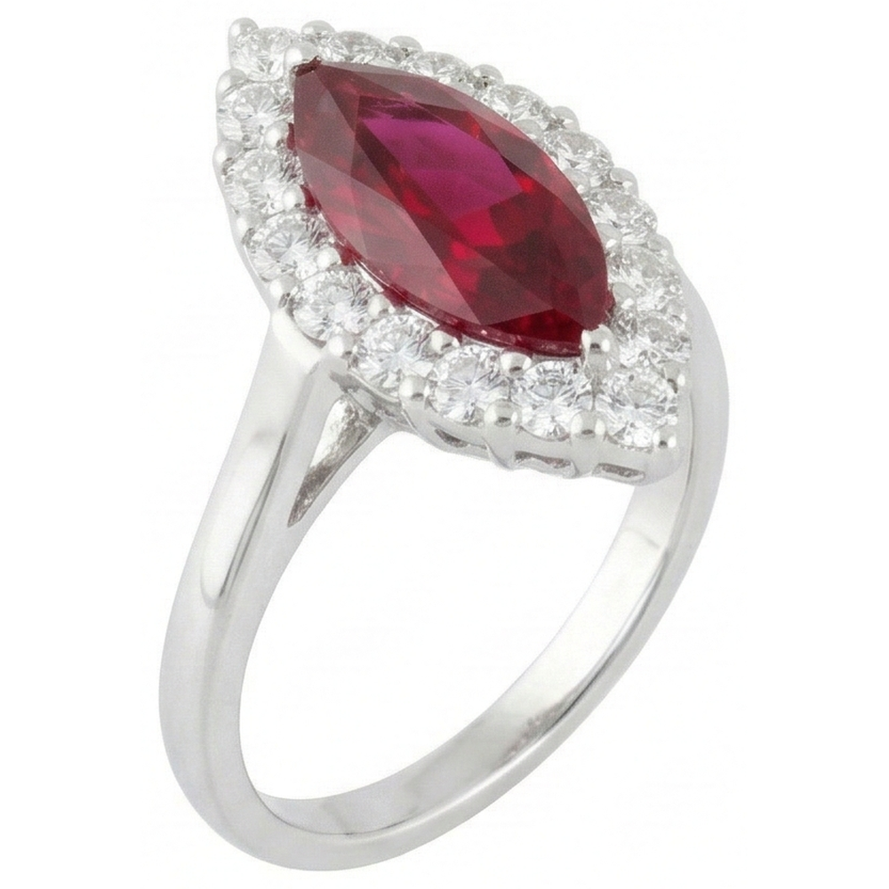 lab grown round ruby 10.50ct ring close up detail