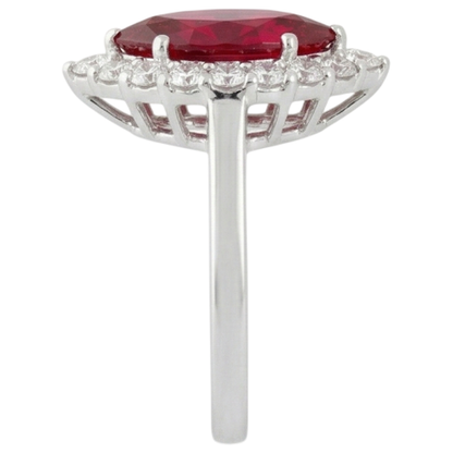 lab grown round ruby 10.50ct ring top view