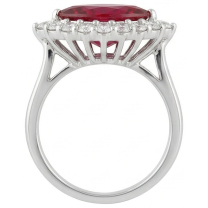 lab grown round ruby 10.50ct ring profile view