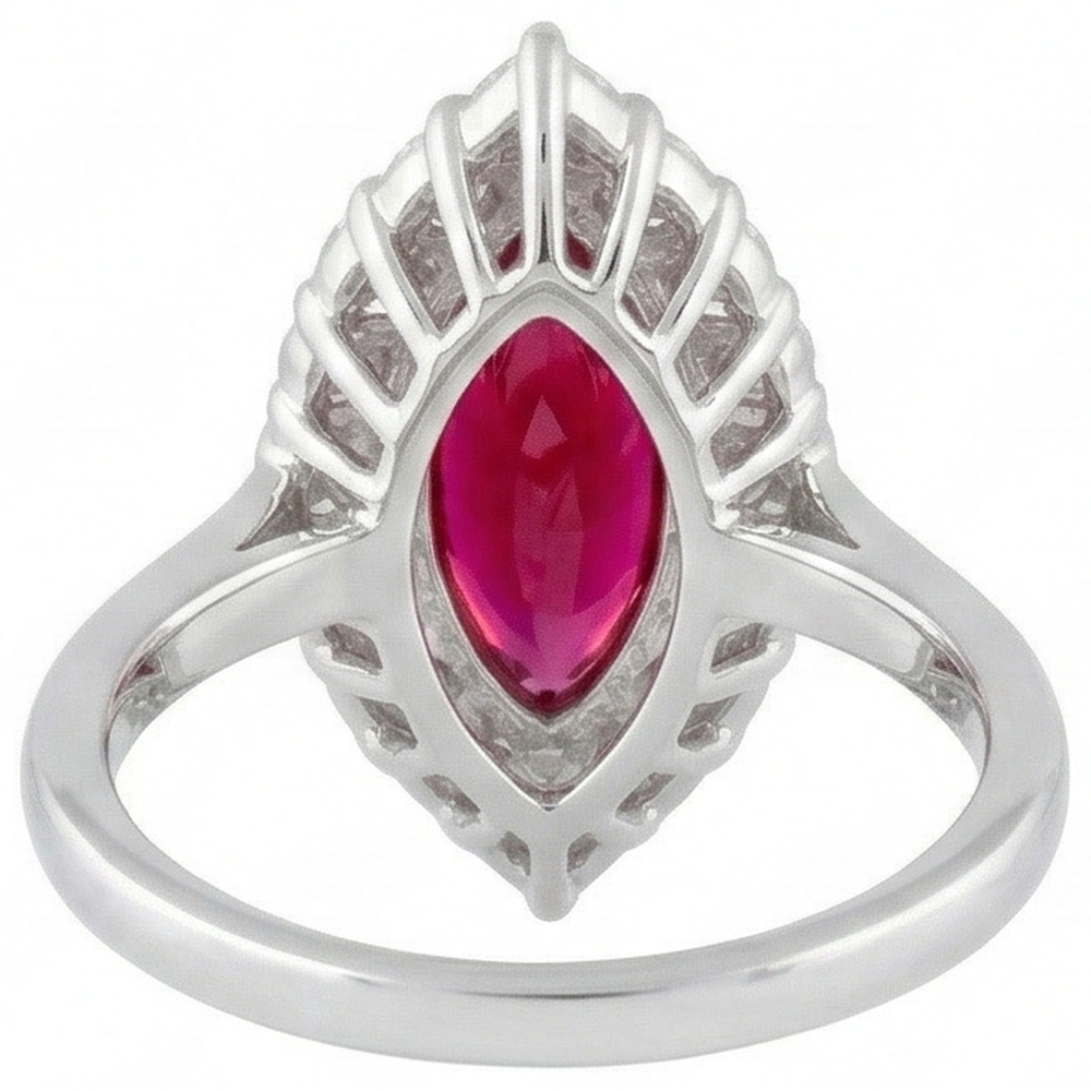 lab grown round ruby 10.50ct ring on white background