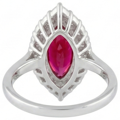 lab grown round ruby 10.50ct ring on white background