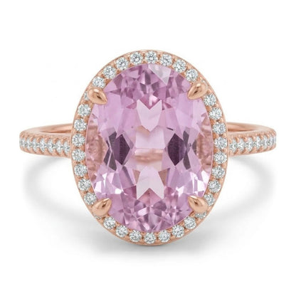10.50 Carats Pink Kunzite Ring Solid Rose Gold Jewelry