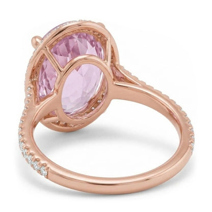 10.50 Carats Pink Kunzite Ring Solid Rose Gold Jewelry