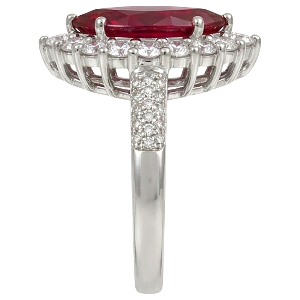 10.50 Ct Red Ruby IGI CERTIFIED Marquise Cut With Diamond Ring White Gold 14K