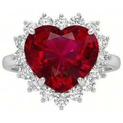 10.75 Carats Heart Shaped Red Aaa Ruby IGI CERTIFIED With Diamond Ring