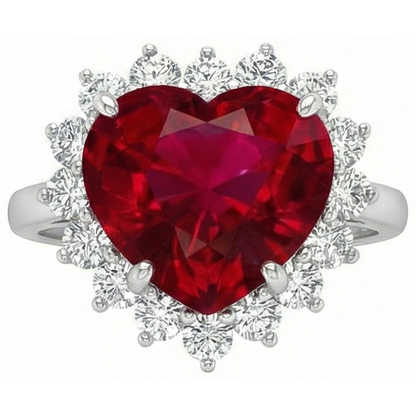10.75 Carats Heart Shaped Red Aaa Ruby IGI CERTIFIED With Diamond Ring