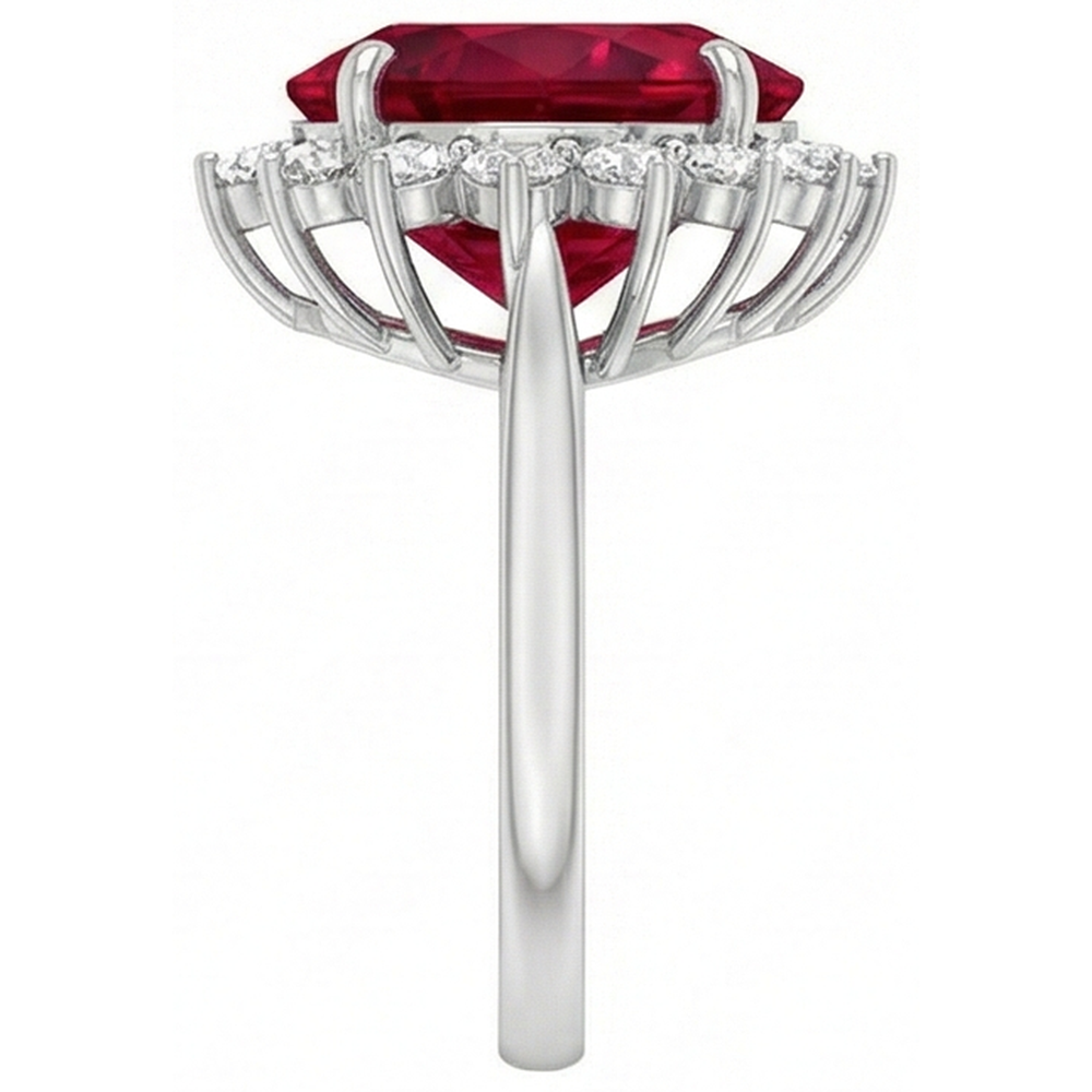 10.75 Carats Heart Shaped Red Aaa Ruby IGI CERTIFIED With Diamond Ring