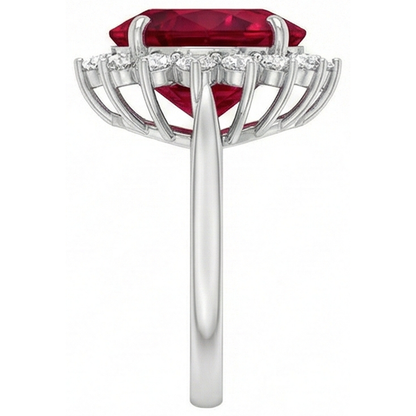 10.75 Carats Heart Shaped Red Aaa Ruby IGI CERTIFIED With Diamond Ring
