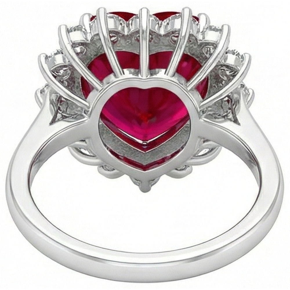 10.75 Carats Heart Shaped Red Aaa Ruby IGI CERTIFIED With Diamond Ring