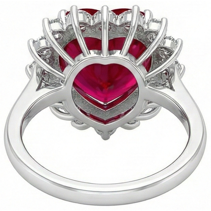 10.75 Carats Heart Shaped Red Aaa Ruby IGI CERTIFIED With Diamond Ring