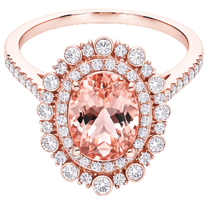 10.75 Ct Morganite And Natural Earth Mined Diamonds Anniversary Ring Gold Rose 14K