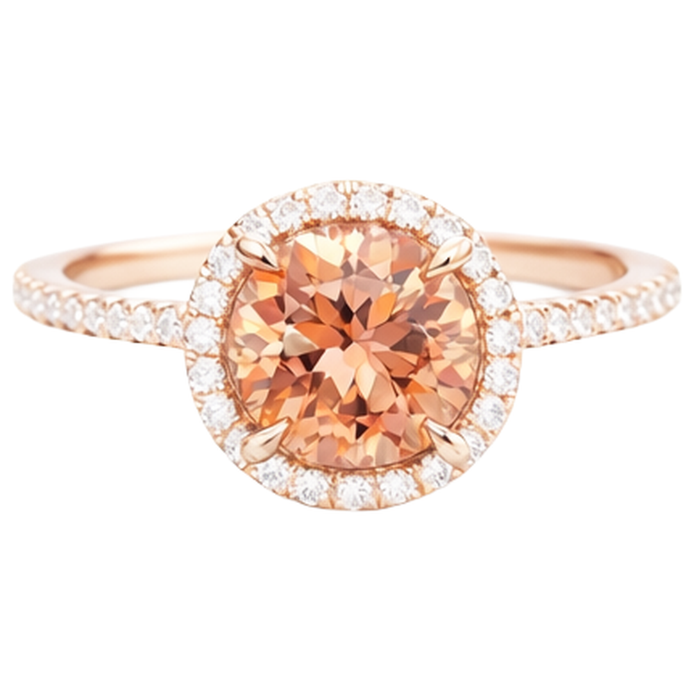 10.75 Ct Solitaire With Accent Morganite And Natural Earth Mined Diamonds Ring Gold 14K