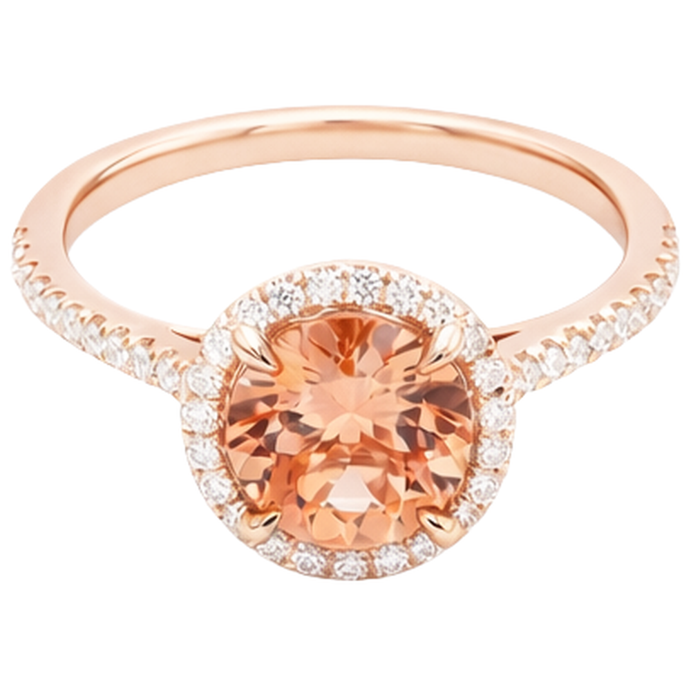 10.75 Ct Solitaire With Accent Morganite And Natural Earth Mined Diamonds Ring Gold 14K