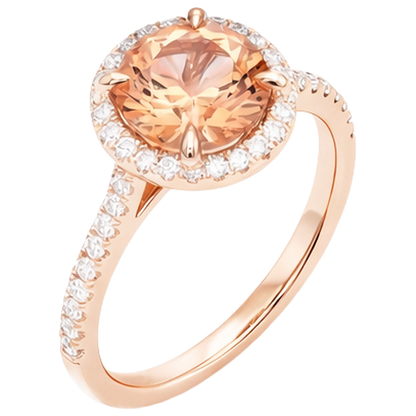 10.75 Ct Solitaire With Accent Morganite And Natural Earth Mined Diamonds Ring Gold 14K