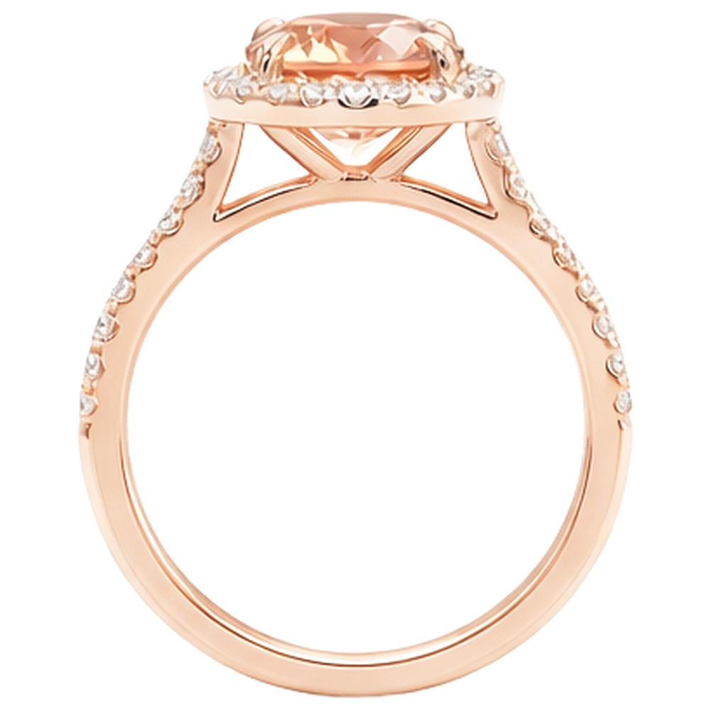 10.75 Ct Solitaire With Accent Morganite And Natural Earth Mined Diamonds Ring Gold 14K