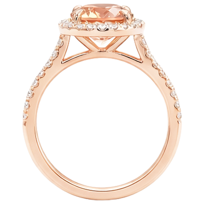 10.75 Ct Solitaire With Accent Morganite And Natural Earth Mined Diamonds Ring Gold 14K