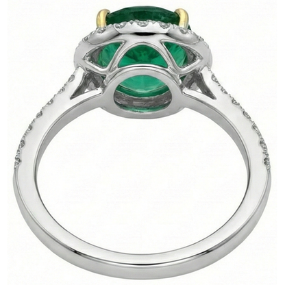 10 Carats Oval Green Emerald GIA And Round Natural Earth Mined Diamond Ring Fine Jewelry