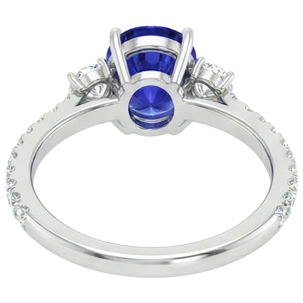 10 Ct Oval Sapphire Natural Earth Mined Diamond Ring