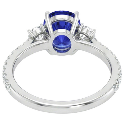 10 Ct Oval Sapphire Natural Earth Mined Diamond Ring