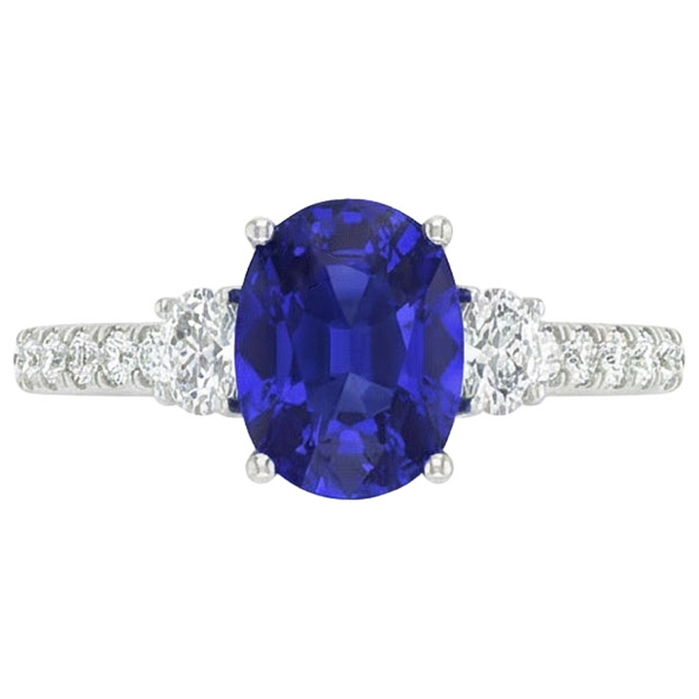 10 Ct Oval Sapphire Natural Earth Mined Diamond Ring