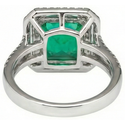 10 Ct Princess Cut Green Emerald GIA With Natural Earth Mined Diamond Ring