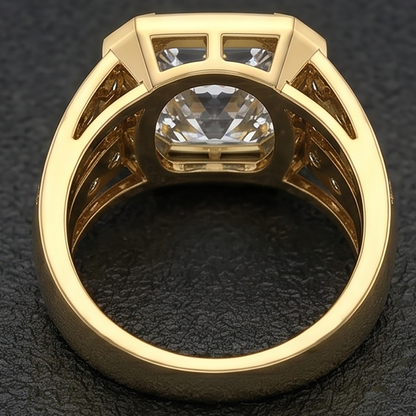 10 Ct. Radiant Cut Lab Grown Diamond Men's Ring White Gold 10K