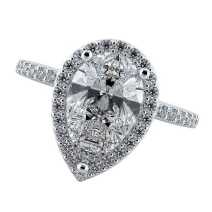 10.04 Carats Huge Pear Lab Grown Diamond Ring White Gold Jewelry
