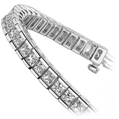 10.10 Ct Princess Cut Gorgeous Lab Grown Diamonds Tennis Bracelet White Gold